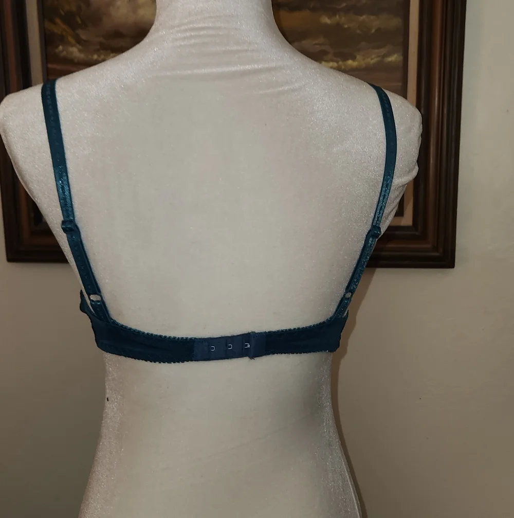 Vintage 1990s Embroidered Satin Lightly Lined Underwire Bra - Picture 4 of 13